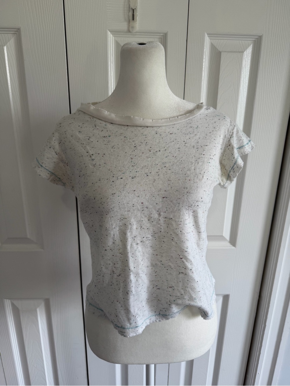 Maje Heathered Oatmeal T-Shirt Basic Luxury Size Small